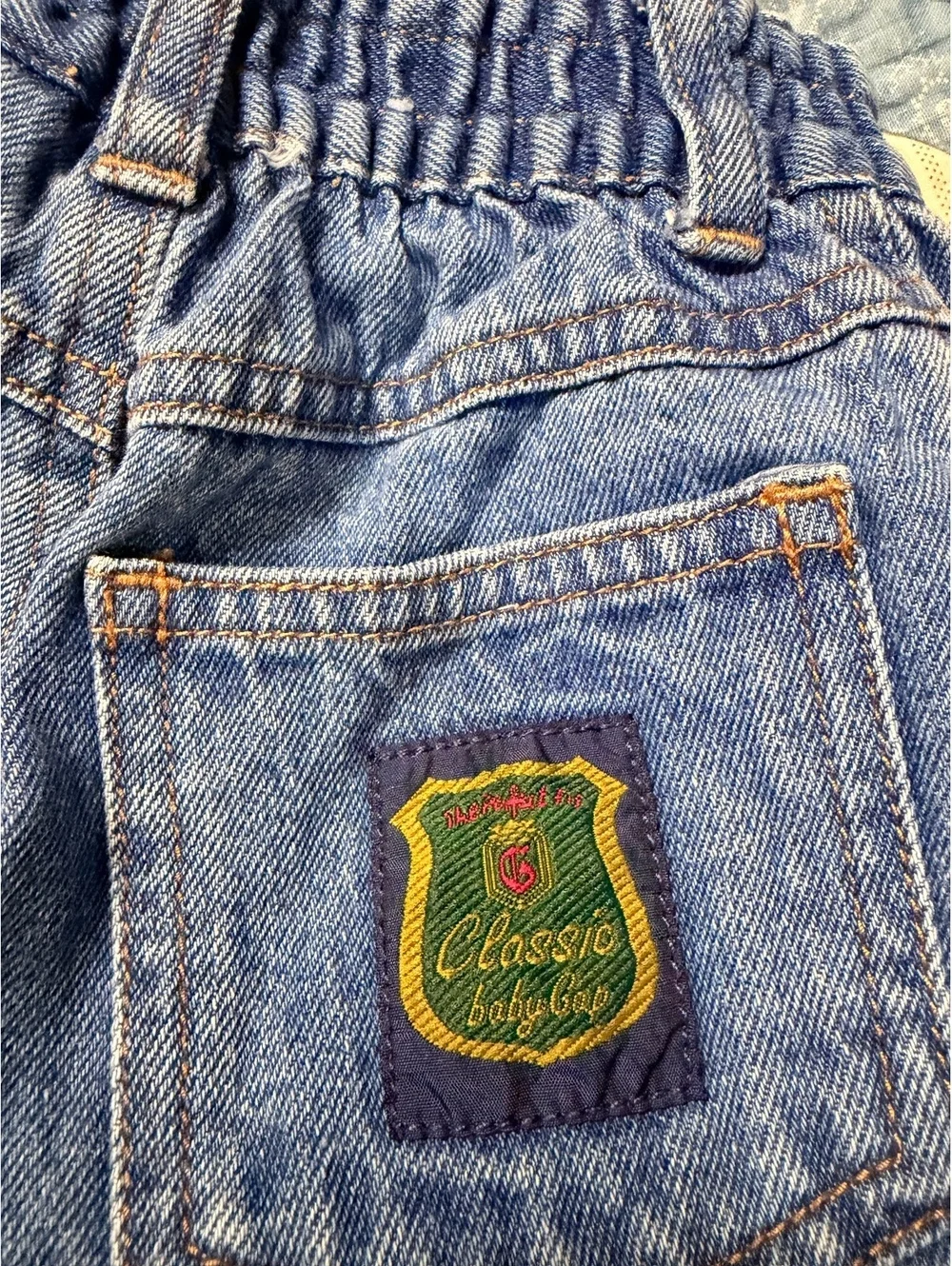 Vintage Classic Baby GAP Denim Jeans Infant Baby Size 3-6 Mos Blue Wash Snap Leg